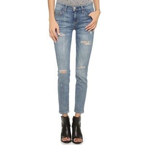 Current Elliott super loved destroy w/paint jeans